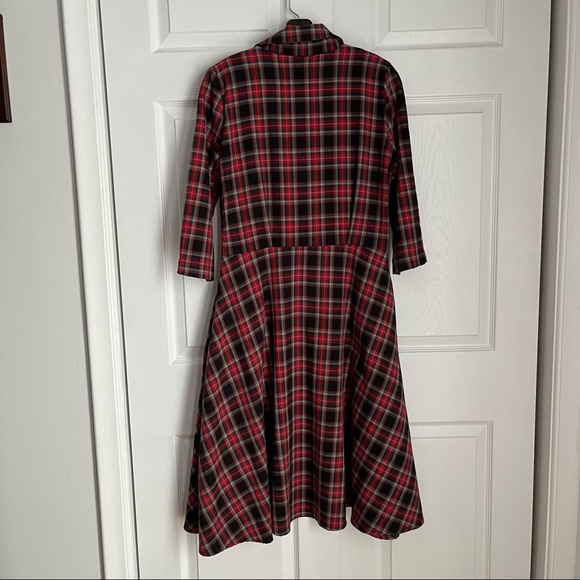 60S RETRO PLAID FIT AND FLARE DRESS - Picture 13 of 15